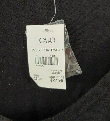 Cato Womens Cardigan Sweater 26 28 Black Ruffle Button Front 3/4 Sleeves - Picture 6 of 8