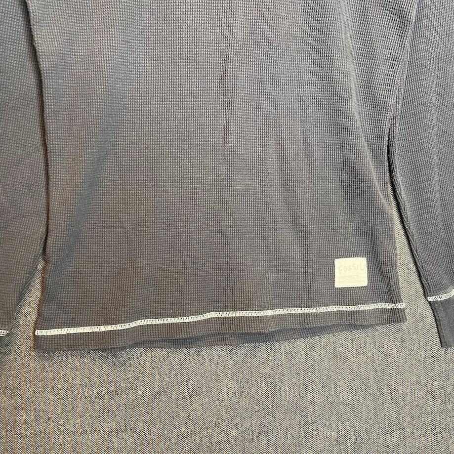 Camiseta Fossil Para Hombre Grande Azul Térmica De Colección Años 90 Informal Waffle Salón Comodidad  Foto 3 de 4