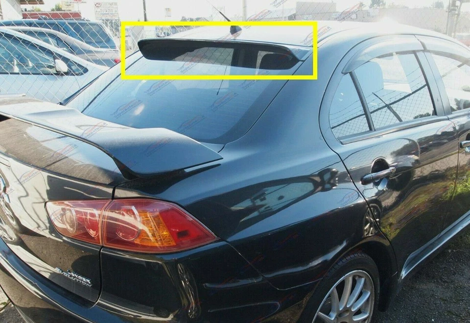 适用于 2008 - 17 Lancer EVO Mugen 风格 3D 波浪黑色后屋顶窗户遮阳板  — 第 4/4 张图片