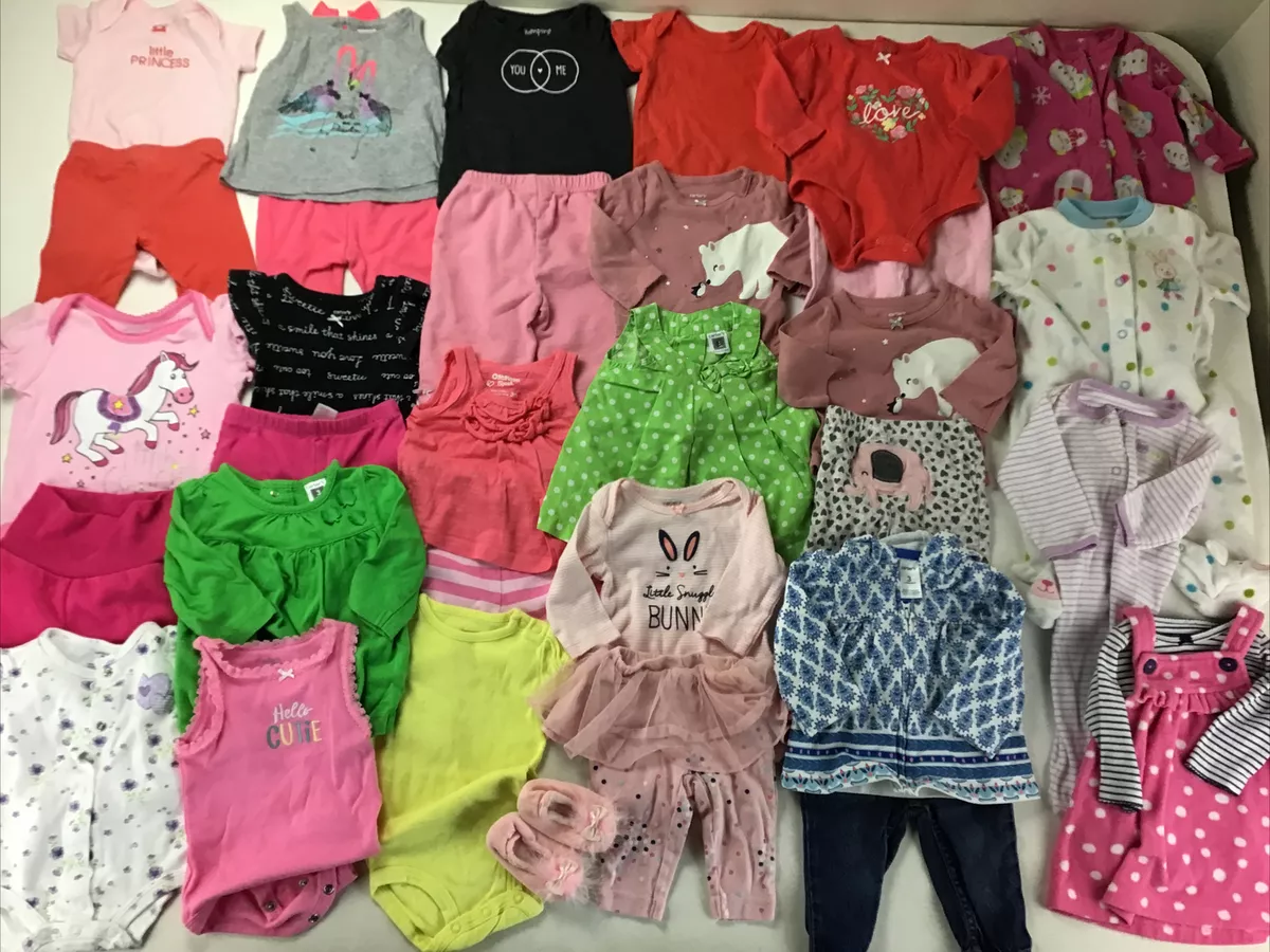 Big Lot Of Baby Girls Clothes, Size 3 Months. Summer, Fall. Shirts, Pants,  Pjs