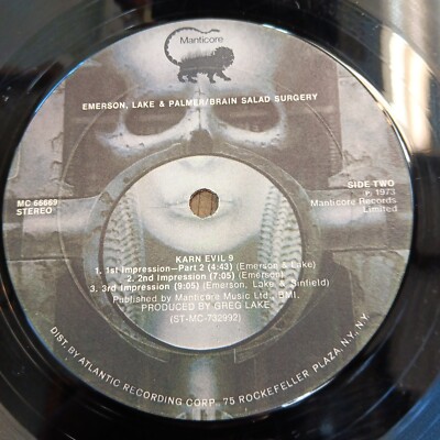 Emerson Lake & Palmer LP  Brain Salad Surgery Vinyl only  No cover VG