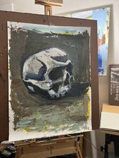 Expressionist oil painting Skull Painting still life portrait OOAK Art fine Art￼