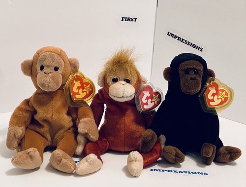 Ty Beanie Babies Monkey Theme - Bongo + Congo + Schweetheart - 3 Lot Mint - Picture 7 of 8