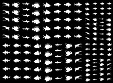Deep Sea Fish 148 pcs White Fused Glass Decals