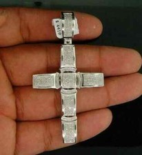 2Ct Round Cut Moissanite Men's Religious Cross Charm Pendant 925 Sterling Silver
