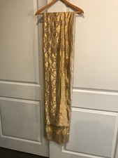 VTG Gold Saree/Stole Dupatta Tissue Silk w Zari border Woven Saree 16 Ft x 44 In
