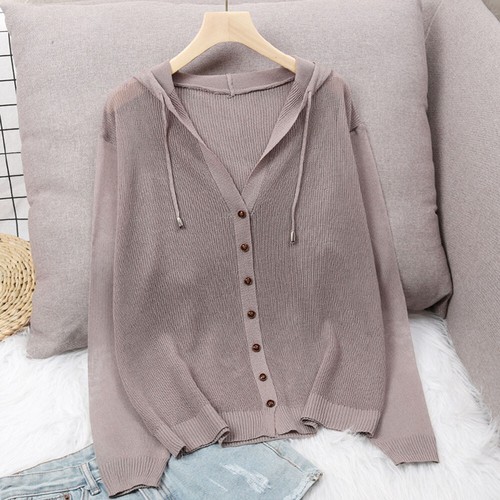 Cardigan Very Thin Long Sleeve Knitted Top Coat Casual Hooded Top Sunscreen To L - Picture 20 of 30