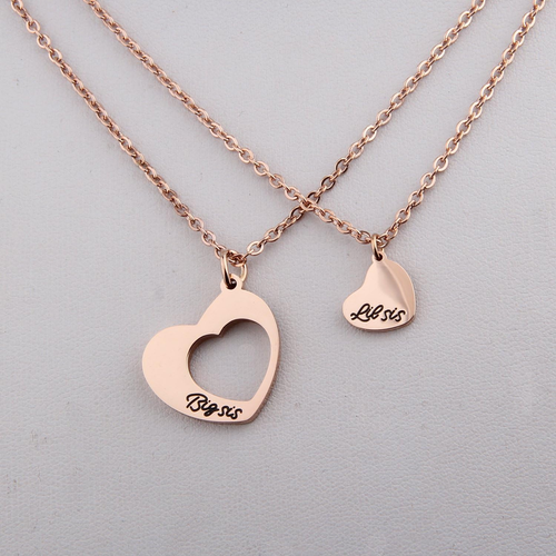 Collana Con 2 Ciondoli a Forma Di Cuore per 2 Sorelle - Foto 3 di 12