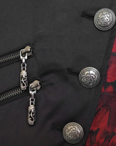 Punk Rave Mens Gothic Visual Kei Vest Waistcoat Black Red Steampunk Aristocrat - Picture 7 of 8