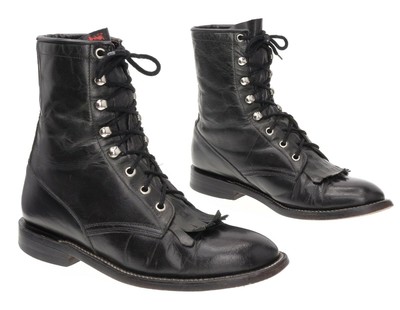black lace up roper boots