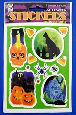 Vintage NOS Paper Magic Group Halloween Color Clings Stickers Black Cat Skull