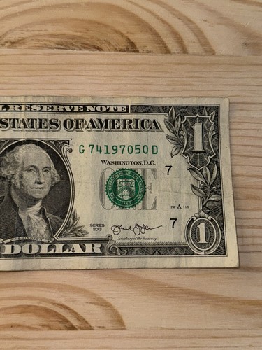 2013 $1 Dollar Bill Date Note 1965 (43196521) Fancy Serial Number - Picture 3 of 6