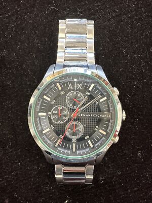 Armani Exchange Men's Silver Tone Stainless Black Dial Chronograph