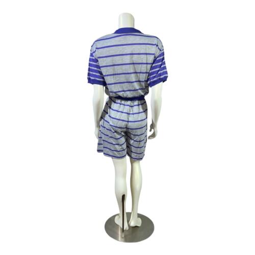 Mameluco pequeño vintage años 80 CA Sport púrpura y gris a rayas con cremallera frontal - Imagen 3 de 13