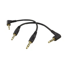 10x DC 4 Pole 3.5mm Male To 90°Angled Male Audio Adapter Extension Cable 15cm