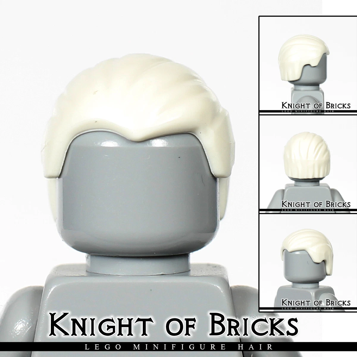 LEGO Minifigure Hair WHITE 92081 Male Boy Combed Front to Rear