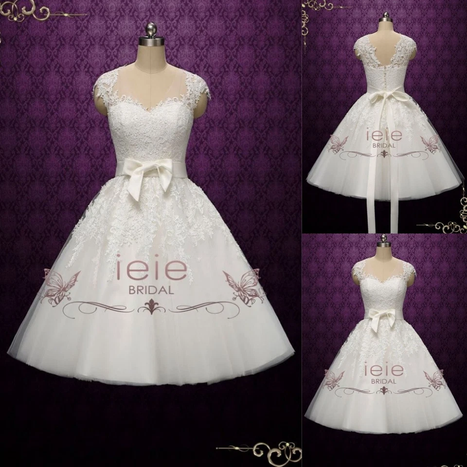 Пляж свадебные платья белый короткий милый V шеи богемное мини Iovry свадебные платья - Изображение 4 из 4