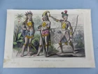 Antique ENGRAVING circa 1850 AMERICA costumes leaders times of the conquest, 185
