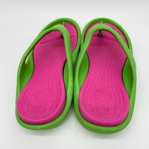 Sandali infradito unisex Crocs Athens uomo 6 donna 8 verde e rosa 1099 - Foto 7 di 11