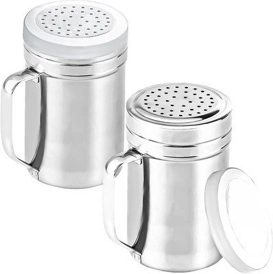2Pcs Metal Salt Pepper Dredge Shakers, Stainless Steel Pepper Shaker Seasoning