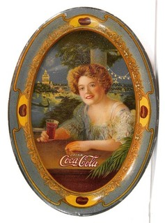 1909 COCA COLA TIN LITHOGRAPH TIP TRAY THE EXHIBITION GIRL ADVERTISING TRAY
