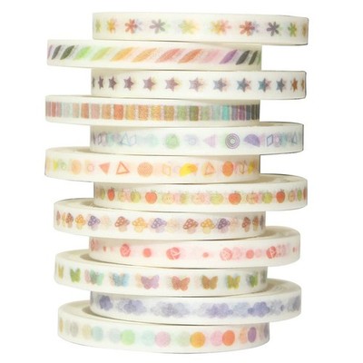 Skinny Basic Washi Tape Set 12 Rolls Decorative Tapes 5MM Wide Scrapbook for ...