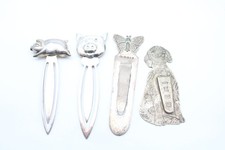 Vintage Silver Bookmarks Animals Novelty .925 Sterling Inc Pig, Dog Etc x4 31g