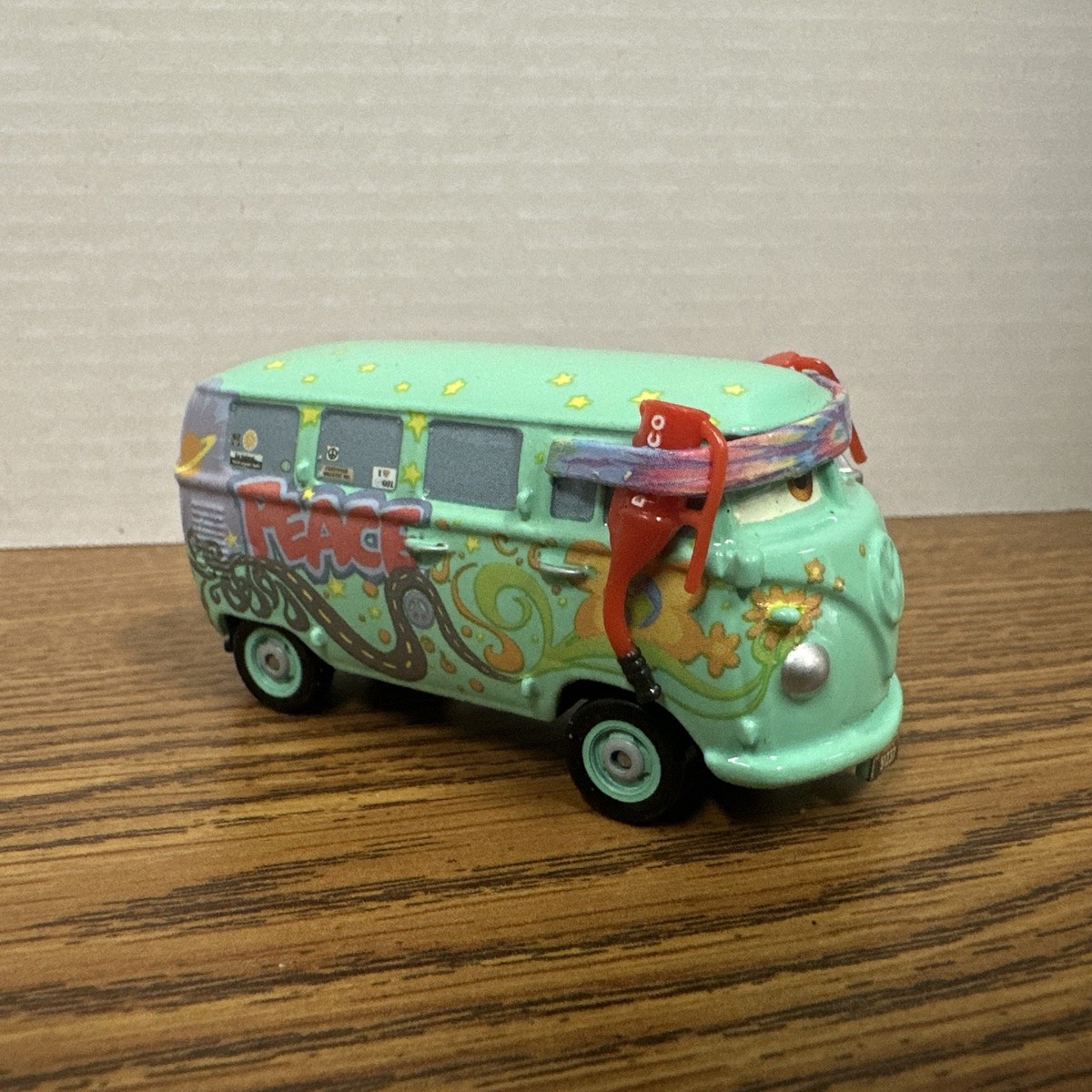 Disney Pixar Cars Fillmore VW Bus, Diecast Metal Hippie Love Peace