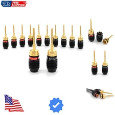 Deadbolt Flex Pin Banana Plugs for Spring Loaded Speaker Terminals, 6 Pairs G...