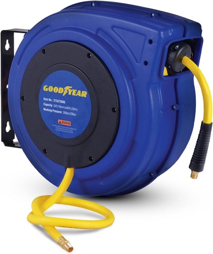 Goodyear Air Hose Reel Retractable 3/8" Inch x 65' Feet - BLUE - 第 1/5 張圖片