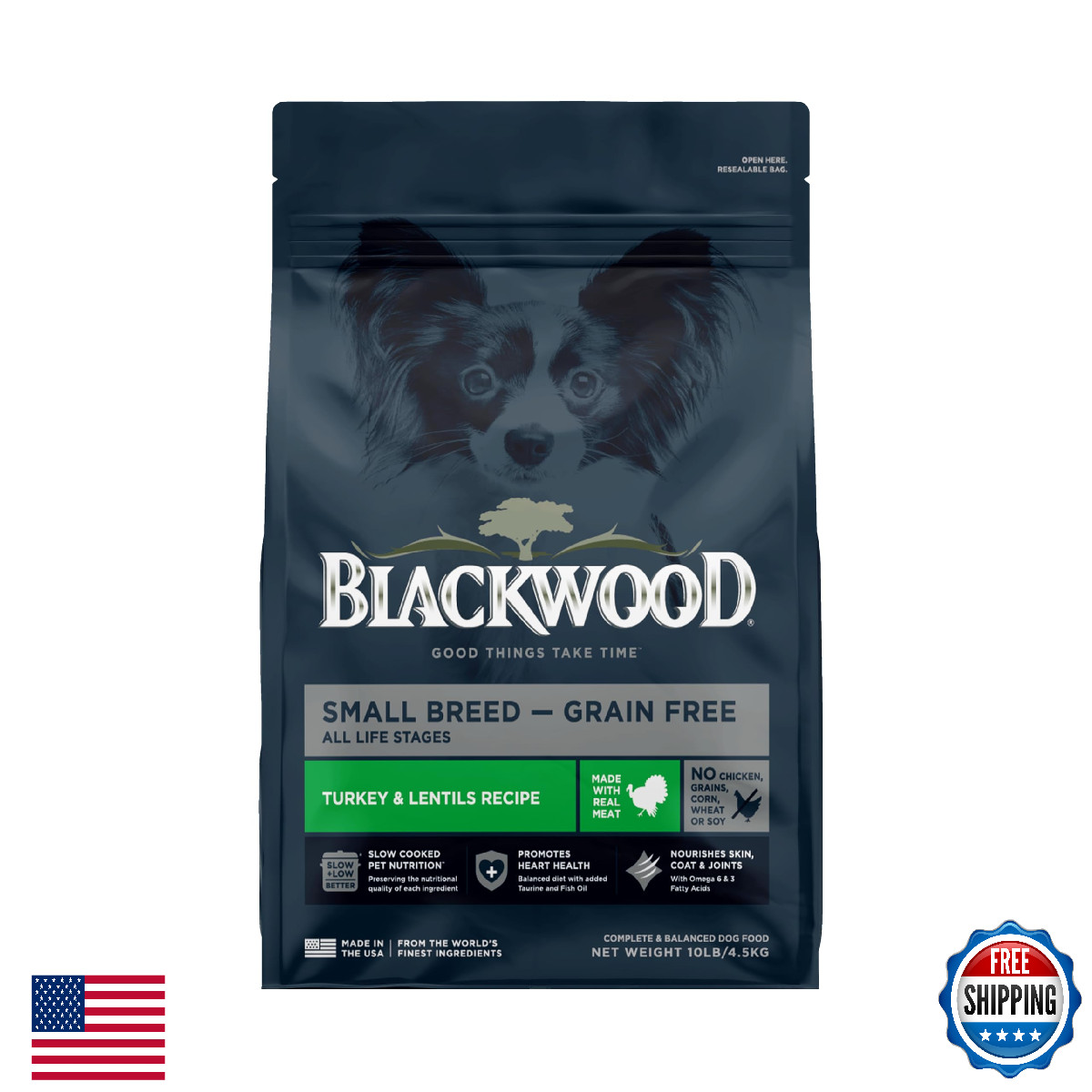 Blackwood Grain-Free Small Breed Dry Dog Food, Turkey & Lentils, 10 lb Bag