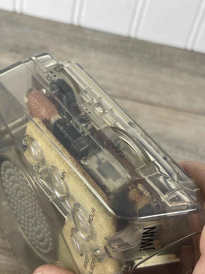 Vintage 2004 jWIN Modelo Nº Radio reloj despertador JL-204C AM/FM plástico transparente Foto 4 de 4