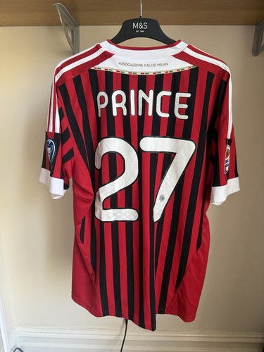 Authentic Prince Boateng Large 2011 2012 AC Milan Home Adidas Football Shirt
