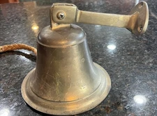 Vintage Large Brass Bell School play ground Home 5” tall 6.25” dia dinner bell