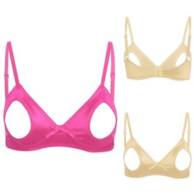 Sexy Women Open Breast Cup Exposed Nipple Split Bralette Non-padded Lingerie Bra