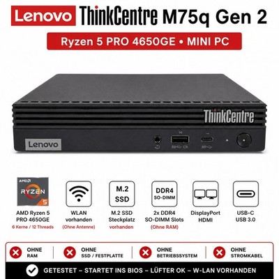  Lenovo ThinkCentre M75q Gen 2 Mini PC Ryzen 5 PRO 4650GE WLAN DP HDMI  #T114