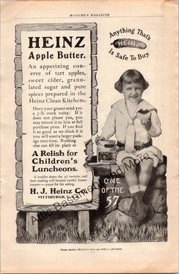 1905 Heinz Apple Butter Print Ad Ephemera Wall Art Decor