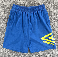 Y2K Umbro Youth Blue Yellow Medium Logo Athletic Shorts Soccer