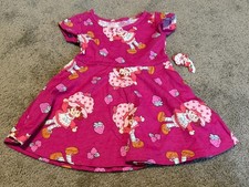 NWT Strawberry Shortcake Girl s Size 12m Short Sleeve Skater Dress Hot Pink