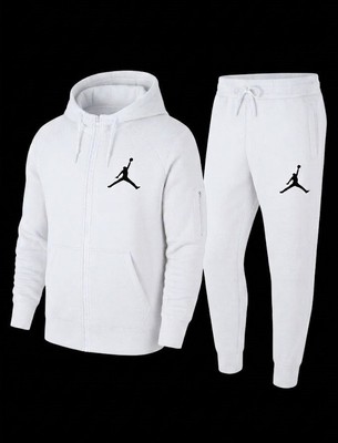 AIR JORDAN セットアップ　白　B系 Men's Jordan White Tracksuit Set - Zip Hoodie & Joggers Athletic