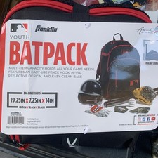New Franklin Sports 19.25" Baseball Backpack, Batpack, Youth, Black  Red