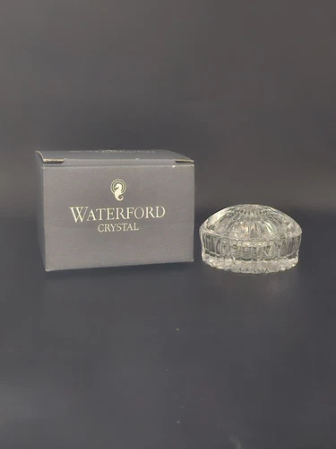 Vintage Waterford Crystal Lidded Round Trinket Box Dish w/Box - Made In Ireland