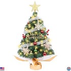 Charming 2ft Mini Christmas Tree with Lights, Star Topper & 25-Piece Decor Set
