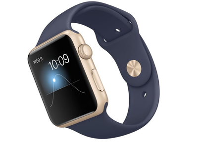 Apple Watch Series 42mm Gold Aluminum Case Midnight Blue Sport