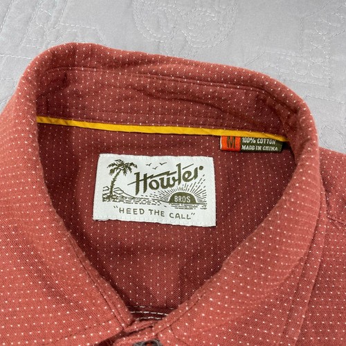 Howler Bros Hemd Herren Medium Orange Knopf Langarm Punkte Heed Brothers Baumwolle - Bild 3 von 11