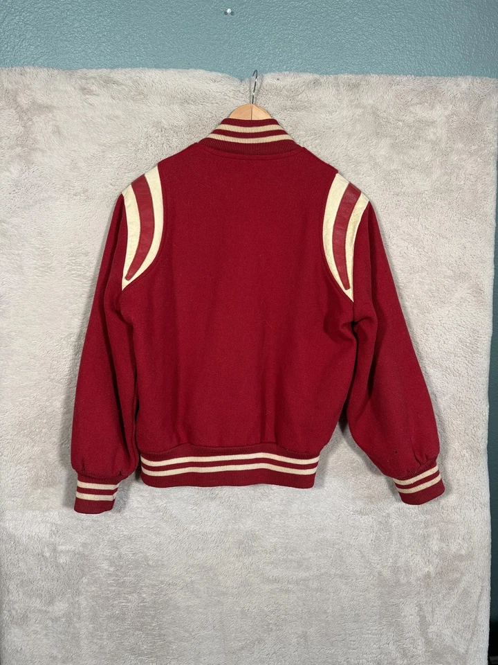 Vintage Holloway Jacket Womens Medium Varsity Letterman Chenille M Made USA 70s - Image 3 of 4