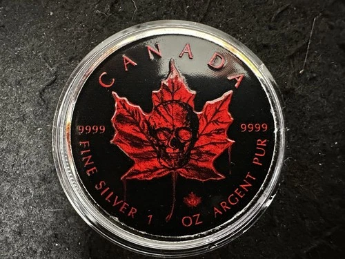2017 Canadian Silver Maple Leaf 1oz with Grimm Reaper