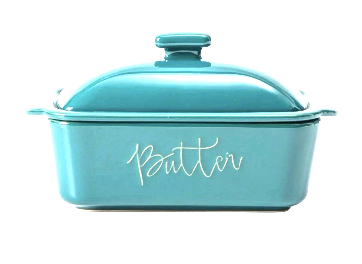 FE Butter Dish 10 Oz Ceramic Butter Keeper w/ Water Line French Dish Turquoise
Opens in a new window
