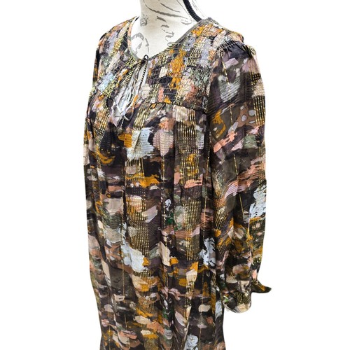 Anthropologie NWT Blair Maxi Dress Long Sleeve Smocked Gold Metallic Detail S - Picture 5 of 12