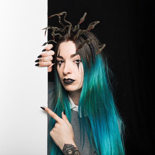 Disfraz de Medusa Diadema Tocado Tocado para Fiesta de Mascaradas de Mardi Gras - Imagen 8 de 10